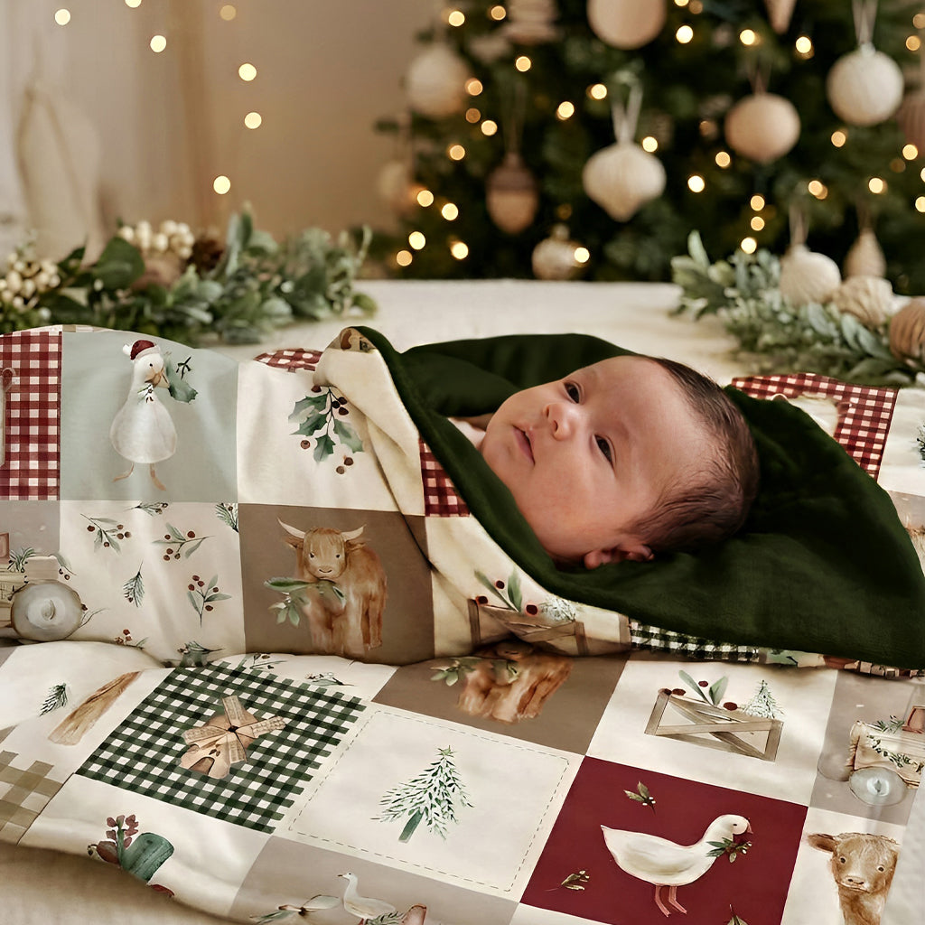 Quilted Christmas Baby Snuggle Blanket